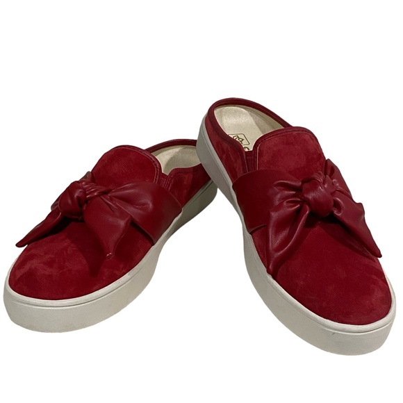 Spenco Barbados Orthotic Red Suede Bow Leather Slip-On Slide Mule Size 9B - Picture 10 of 14